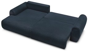 Тъмносин разтегателен ъглов диван от рипсено кадифе (ляв ъгъл) Lucien – Bobochic Paris