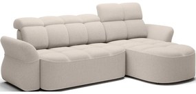 Бежов сгъваем/с място за съхранение ъглов диван от прежда с примки от букле (десен ъгъл) Beneth – ELTAP