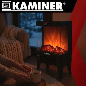 Електрическа камина KAMINER EMBEGO 2000W - свободностояща камина с вентилатор и 3D ефект на огъня