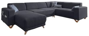Антрацитен разтегателен/с място за съхранение ъглов диван (десен ъгъл/U форма) Classy Sophie – Miuform