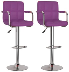 334601 vidaXL Бар табуретки, 2 бр, лилави, изкуствена кожа