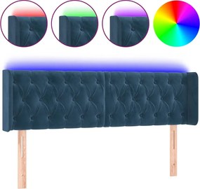 3123624 vidaXL LED горна табла за легло, тъмносиня, 147x16x78/88 см, кадифе