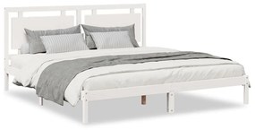 3309194 vidaXL Рамка за легло без матрак, бял, 200x210 см, масивна дървесина
