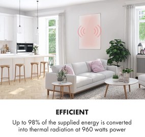 Klarstein Wonderwall Air 96, инфрачервен нагревател, 120 х 81 см, 960 W, монтиран на стена, дистанционно управление, бял