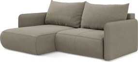 Бежов разтегателен ъглов диван с място за съхранение (ляв ъгъл) Nanea – Makamii