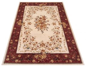 Рустик бежово-червен килим с цветя Ширина: 200 см | Дължина: 290 см