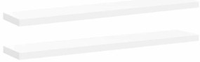 323821 vidaXL Окачени стенни рафтове, 2 бр, бели, 120x23,5x3,8 см, МДФ