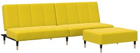 3258149 vidaXL 2-местно разтегателно канапе с табуретка, жълто, кадифе