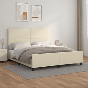 3125465 vidaXL Рамка за легло с табла, кремава, 180x200 см, изкуствена кожа