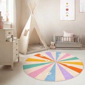 Детски килим подходящ за пране ø100 cm Rainbow Daisy – Mila Home