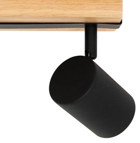 Интелигентен таванен прожектор черен с дърво 2 светлини регулируем вкл. Wifi GU10 50mm - Jeana