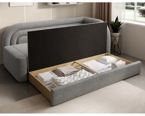 Сив сгъваем/с място за съхранение диван от прежда с примки от букле десен ъгъл 223 cm Fabillo – ELTAP