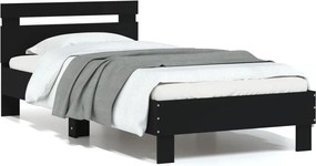 838751 vidaXL Рамка за легло с горна табла и LED осветление, черна, 75x190 см