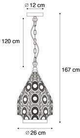 Ориенталски висящ златен лампион с шарка 26cm - Mowgli