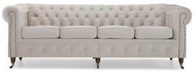 Диван Chesterfield в цвят бежово, четириместен 238х86х80 см