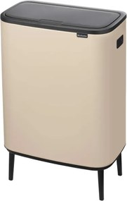 Кош за боклук Brabantia Bo Touch Hi 1010457, 60 л, Странични отвори за пренасяне, Регулируеми крака, Бежов
