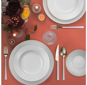 Комплект за хранене от 18 части, бял/сребрист/порцелан
