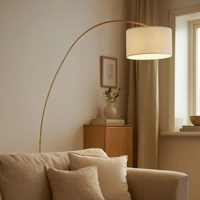 Модерна дъгова лампа бежова с плюшен абажур - Vinossa