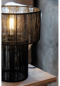 Черна настолна лампа с абажур от юта (височина 38 cm) Soga – Markslöjd