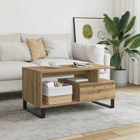 857455 vidaXL Маса за кафе, дъб артизан, 90x49x45 см, инженерно дърво