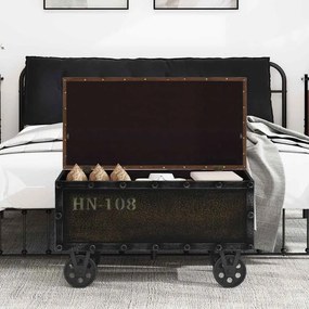 245768 vidaXL Пейка за съхранение дърво масив и изкуствена кожа 80,5x41x50 см