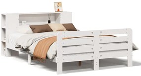 3309876 vidaXL Рамка за легло без матрак, бял, 120x200 см, бор масив