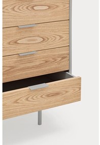 Сив/естествен нисък скрин от декор от дъб 159x80 cm Sierra – Teulat