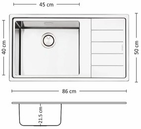 Leks MEGA BB 86.1 R/L TI Кухненска мивка за вграждане