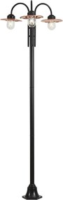 Модерна външна лампа черна с мед 235 см 3 светлини IP44 - Мюнхен