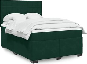 3293257 vidaXL Боксспринг легло с матрак, тъмнозелено, 160x200 см, кадифе