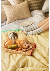 Единично удължено памучно спално бельо лавандула/бежово 140x220 cm Block – Hübsch