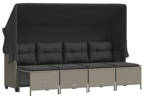 3261544 vidaXL Градински комплект с възглавници, 5 части, светлосив полиратан