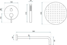 Душ система за вграждане Rea Lungo Grip Brush Copper