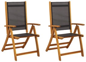 41747 vidaXL Сгъваеми градински столове, 2 бр, акация масив и textilene