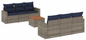 3256348 vidaXL Градински диван с възглавници, 7 части, полиратан, сив