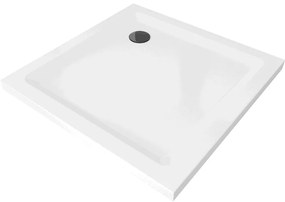 Mexen Flat квадратен тънък душ корито 100 x 100 см, бял, черен сифон - 40101010B