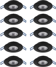 Eglo 300192 - Комплект от 10 броя LED вградени осветителни тела GEDREZ LED/4,9W/230V, Ø 9 см, черни