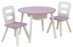 Комплект маса с два стола - Round Storage Table & 2 Chair Set - Lavender - KidKraft