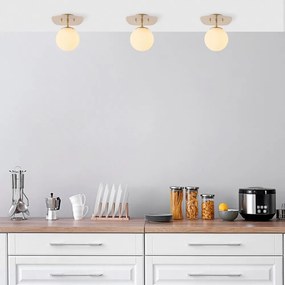 Осветително тяло за таван в златисто със стъклен абажур 20x25 cm Well – Opviq lights