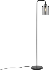 Дизайнерска подова лампа черна с опушено стъкло - Domo