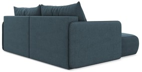 Син разтегателен ъглов диван с място за съхранение (ляв ъгъл) Nanea – Makamii