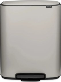 Кош за боклук Brabantia Bo Pedal 1010450, 2x30 л, Плавно затваряне, Противоплъзгаща основа, Светлосив