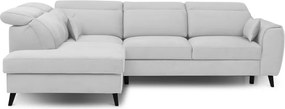 Бял кадифен разтегателен ъглов диван с място за съхранение (ляв ъгъл L форма) Noble – ELTAP