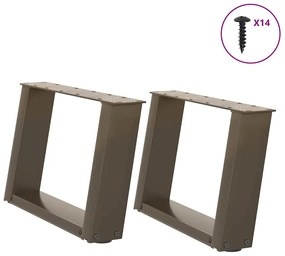 4012747 vidaXL Крака за масичка за кафе, U-образни, 2 бр., естествена стомана, 50 x (30-31) см, стомана
