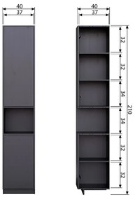 Черна модулна библиотека от масивен бор 200x210 cm Finca – WOOOD