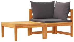 316321 vidaXL Градински лаундж комплект тъмносиви възглавници 2 части акация