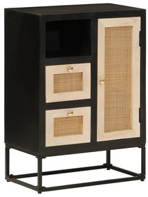 372001 vidaXL Бюфет, черен, 55x30x76 см, мангово дърво масив и желязо