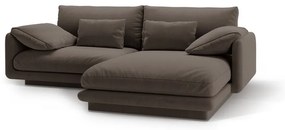 Кафяв кадифен ъглов диван (десен ъгъл) Torino – Micadoni