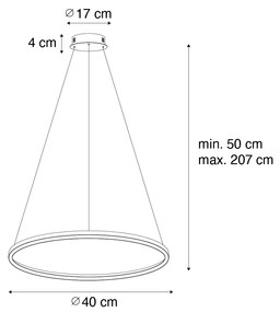 Висяща лампа черна 40 см с LED 3-степенна димируема - Girello