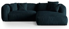 Тъмносин кадифен модулен ъглов диван (десен ъгъл) Martina – Micadoni